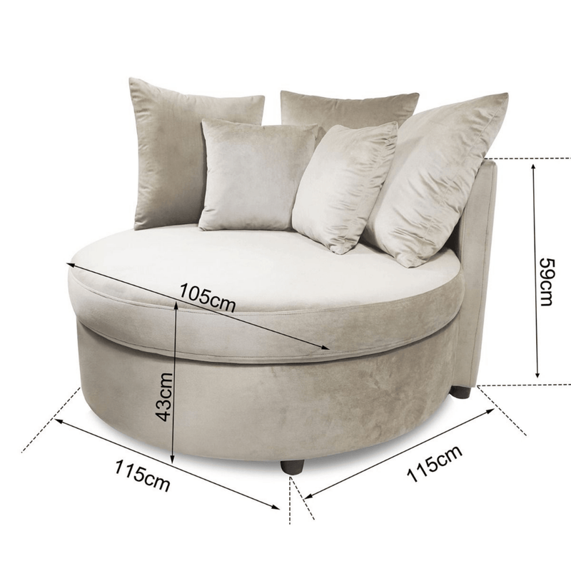 Luxe XXL Fauteuil SOFIE Grey - ø115 x H58 - Lucy&