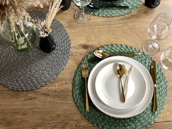 Luxe Placemat HAS - ø 38 cm - Grijs/Bruin - Lucy&