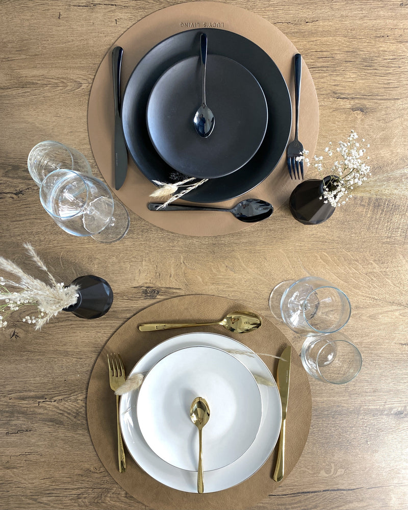 Luxe Placemat ELITE - ø38 cm - Camel/Brown - Lucy&