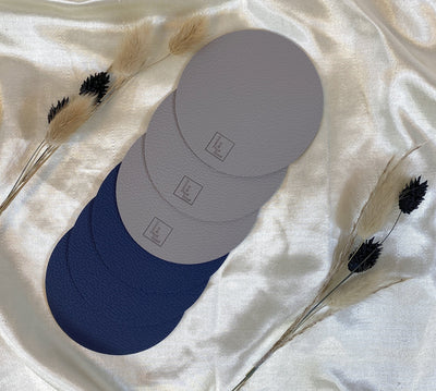 ELEGANTO Onderzetters Blauw/Grijs - ø10 cm - 6 STUKS - Lucy's Living