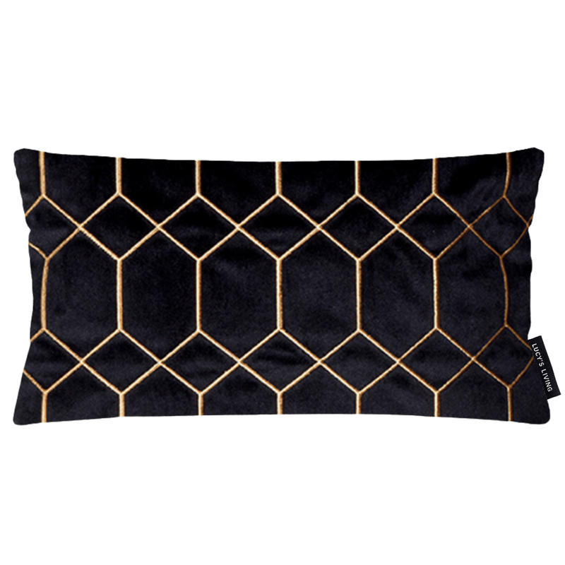 Luxe sierkussen Velvet CRYSTAL Black - 50 x 30 cm - Lucy&